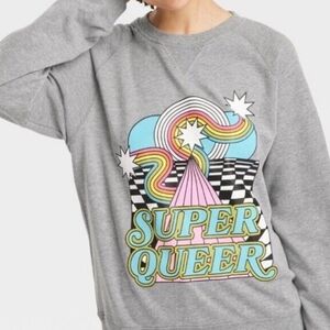 Target Pride Collection LGBTQ Gray Sweatshirt Long Sleeve, Super Queer, Unisex